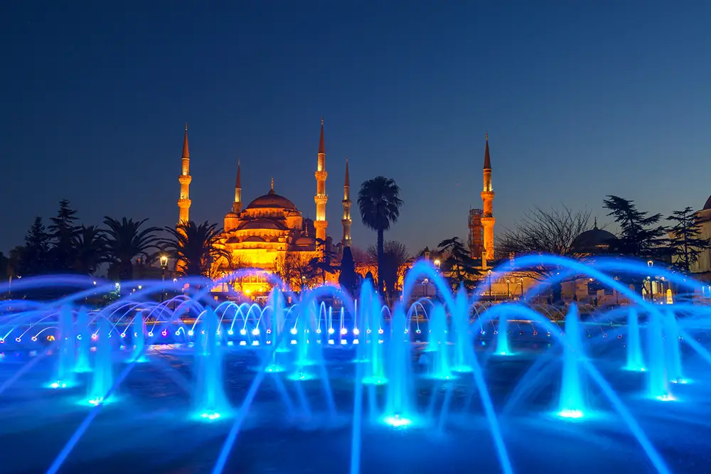 Fountain on sultanahmet area in evening time. The best photography spots in Istanbul