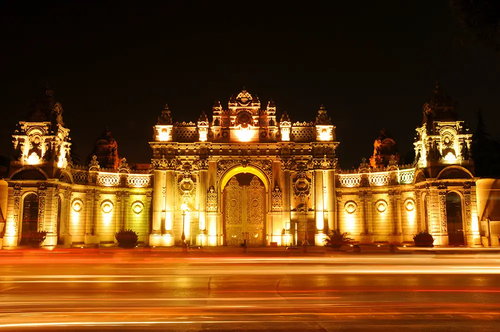 The entrance of Ottoman Empires Dolmabahce palace Istanbul Turkey. The best photography spots in Istanbul