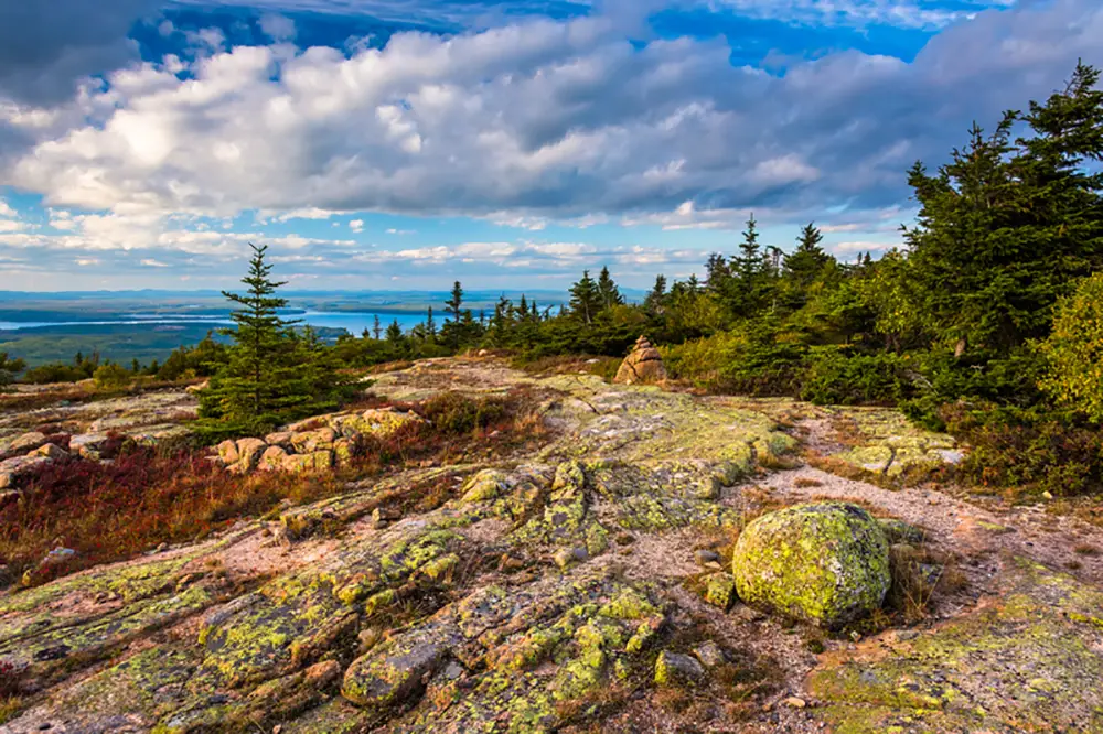 View of Blue Hill Overlook in Acadia National Park Maine