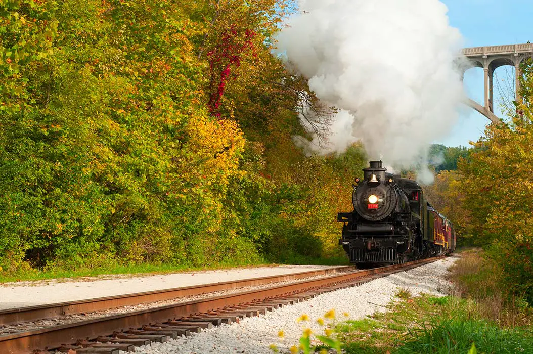 A vintage steam engine Railroad through Brecksville. Best Places to Photograph Cuyahoga Valley National Park