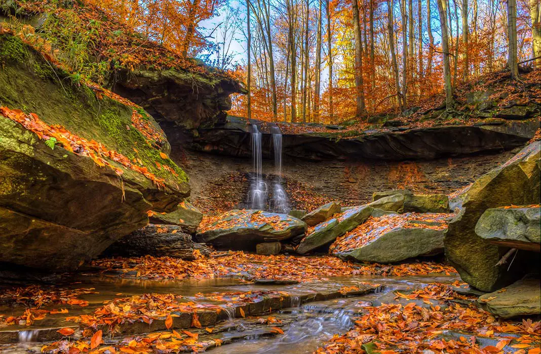 Autumn at Blue Hen Falls. Best Places to Photograph Cuyahoga Valley National Park