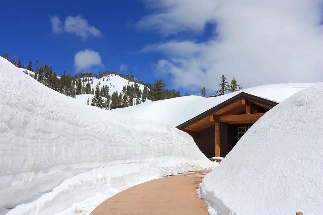 Deep Snow at Visitor Center in Spring. Best Photographic Spots In Lassen Volcanic National Park