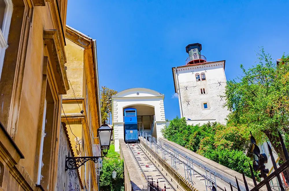 Funicular and Kula Lotrscak in Zagreb.The best Photography spots in Croatia