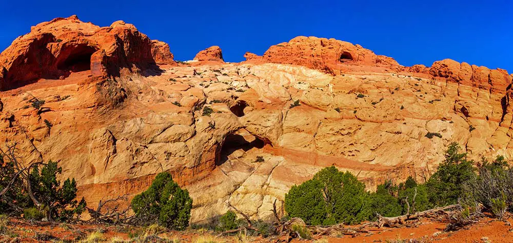 Panoramic Overview Composition of Trinity Arch. Best Photography Spots in Capitol Reef National Park