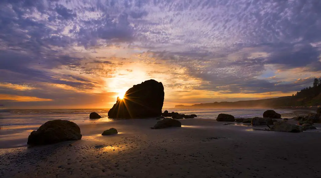 Ruby Beach in the coastal section. The best photography spots in Olympic National Park