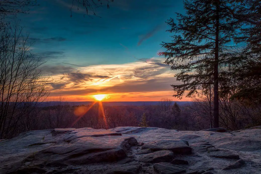 Shot of the sunset at Ledges Overlook. Best Places to Photograph Cuyahoga Valley National Park