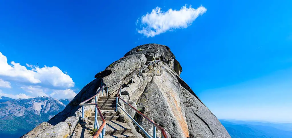 Hike on Moro Rock Staircase toward mountain top. Best Photography Spots in Kings Canyon National Park
