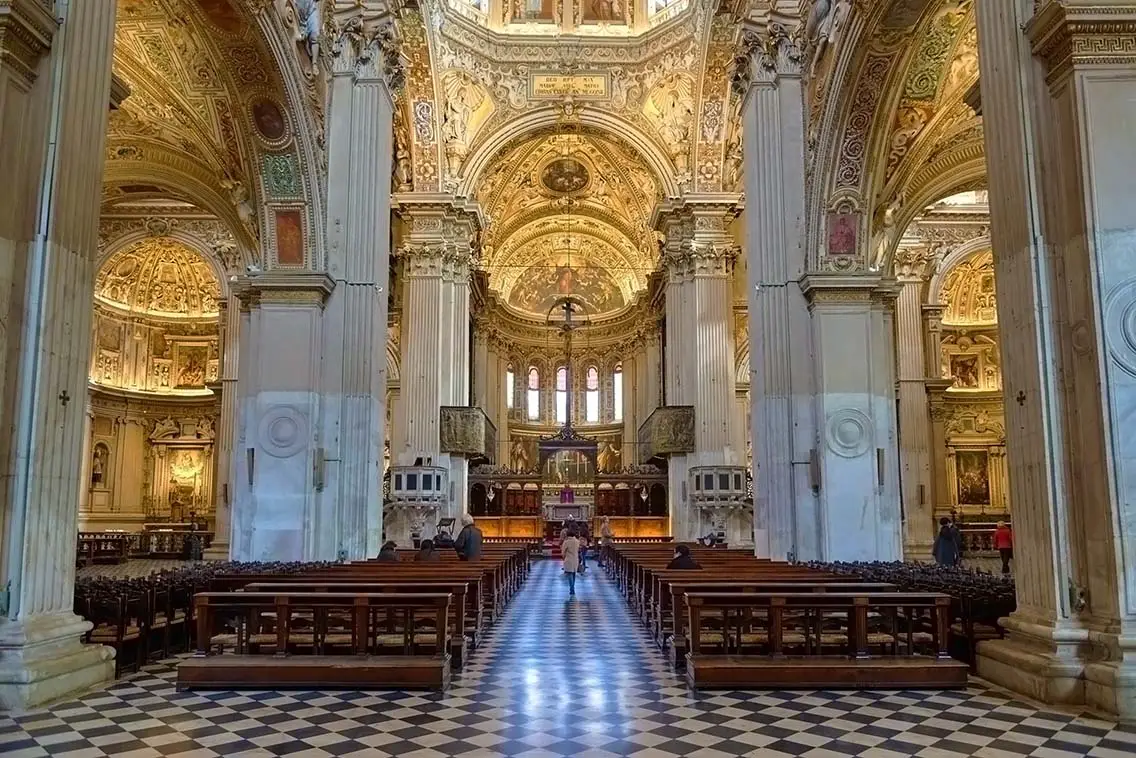 Interior of Basilica di Santa Maria Maggiore. Best Photography Spots in Bergamo