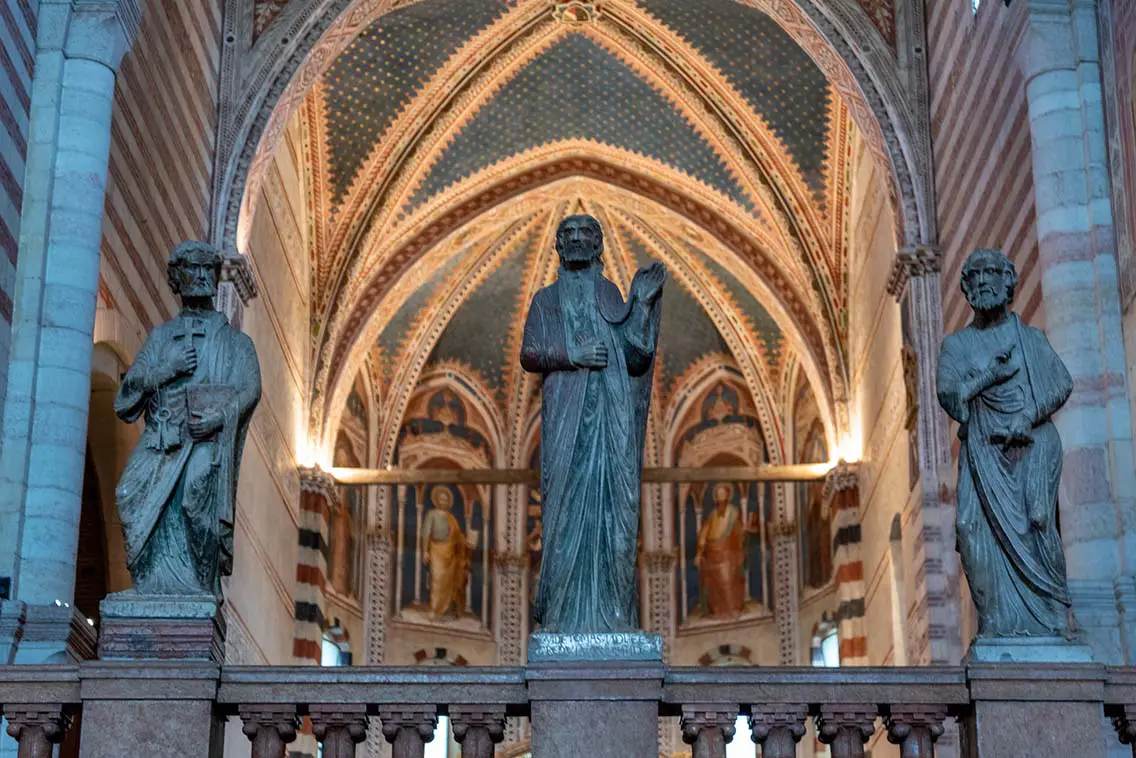 Interior of romanesque basilica San Zeno Maggiore in Verona. Best Photography Spots in Verona