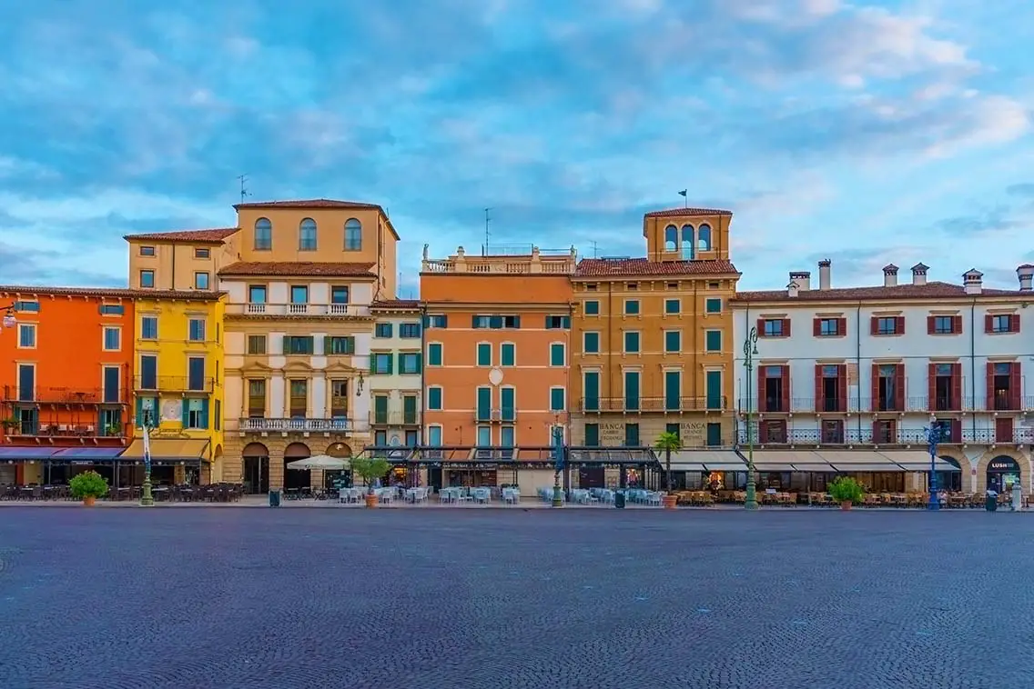 Sunrise view of Piazza Bra in Verona Italy. Best Photography Spots in Verona