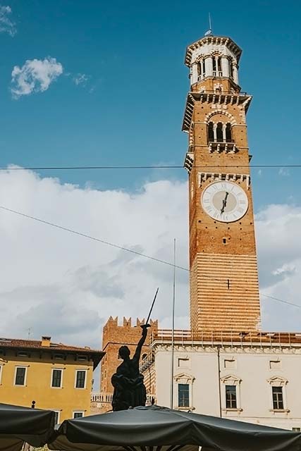 The Torre dei Lamberti is a medieval tower in Verona Italy. Best Photography Spots in Verona