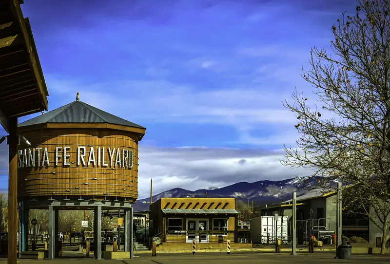 Businesses at the Santa Fe Railyard. Best Photography Spots in Santa Fe New Mexico.
