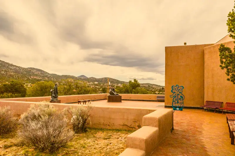 Sculptures outside of Wheelwright Museum of the American Indian. Best Photography Spots in Santa Fe New Mexico.